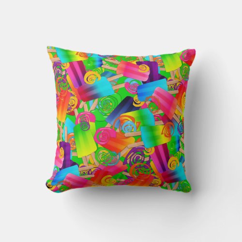 CKC Popsicle Swirls Neon_SQ THROW PILLOW