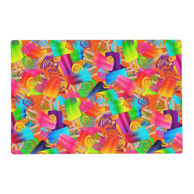CKC Popsicle Swirls,Orange-LAMINATED PLACEMAT (Front)