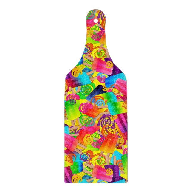 CKC Popsicle Swirls-Yellow-Cutting Board Paddle (Front)