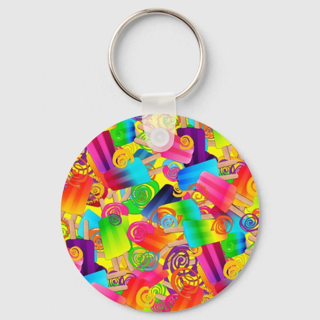 CKC Popsicle Swirls,Yellow-KEY CHAIN Keychain (Front)