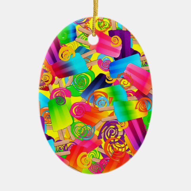 CKC Popsicle Swirls,Yellow-OVAL ORNAMENT (Front)