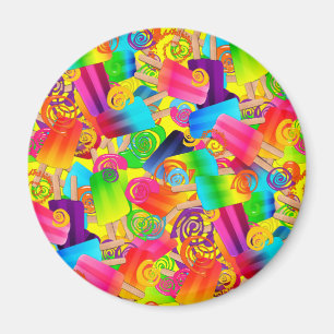 CKC Popsicle Swirls Yellow-ROUND MAGNET