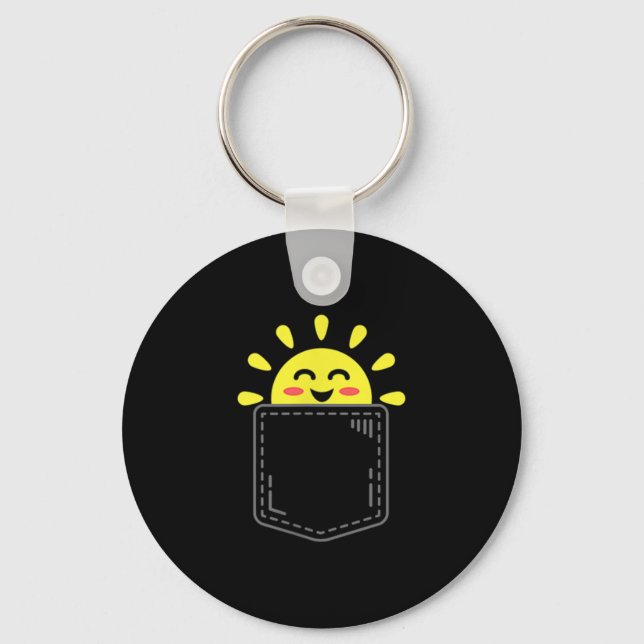 Cket Of Sunshine Happy Summer Sun Motivational Ins Keychain (Front)