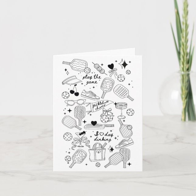 Ckleball Doodles In Black On Beige Retro Comfort C Card (Front)