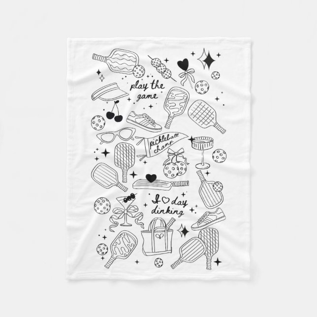 Ckleball Doodles In Black On Beige Retro Comfort C Fleece Blanket (Front)