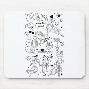 Ckleball Doodles In Black On Beige Retro Comfort C Mouse Pad