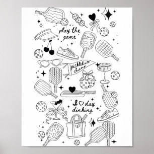 Ckleball Doodles In Black On Beige Retro Comfort C Poster