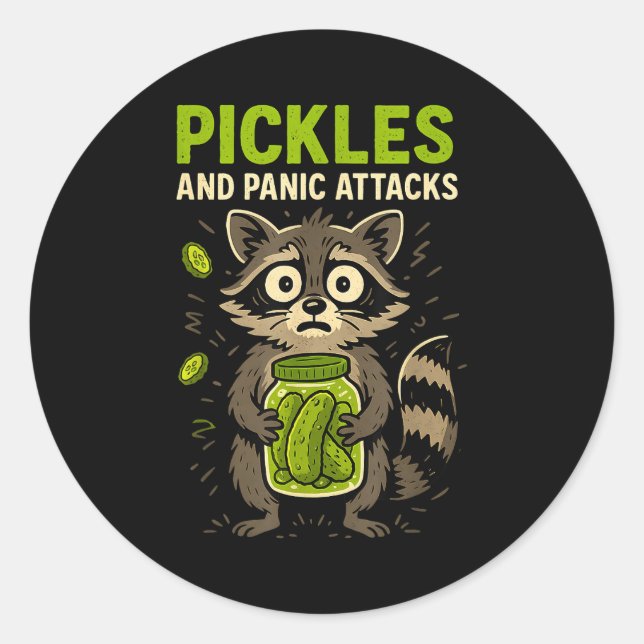 Ckles And Panic Attacks Raccoon Trash Panda Funny  Classic Round Sticker (Front)