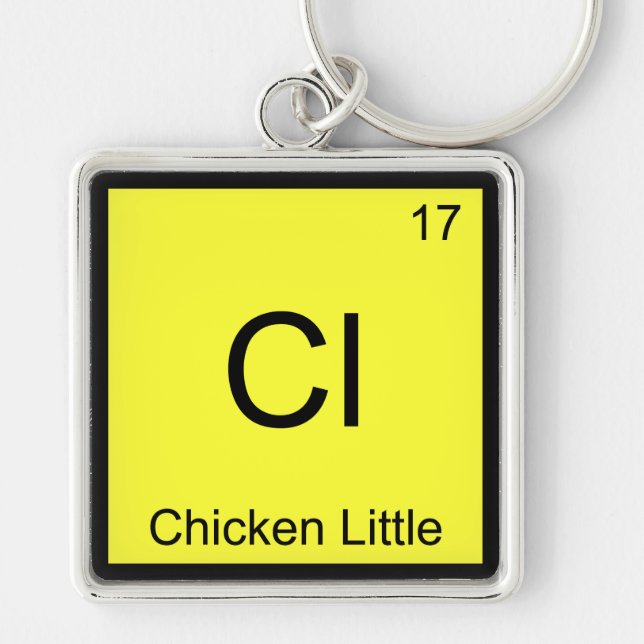 Cl - Chicken Little Funny Chemistry Element Symbol Keychain (Front)