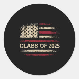 Cl Of 2025 American Flag Usa Graduation Boys Girls Classic Round Sticker