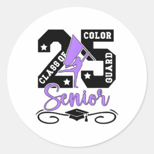 Cl Of 2025 Color Guard Senior 2025 Senior Color Gu Classic Round Sticker