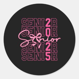 Cl Of 2025 Coquette Bow Senior 2025 Graduation Gir Classic Round Sticker