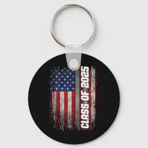 Cl Of 2025 Funny Senior 2025 Usa American Flag Keychain