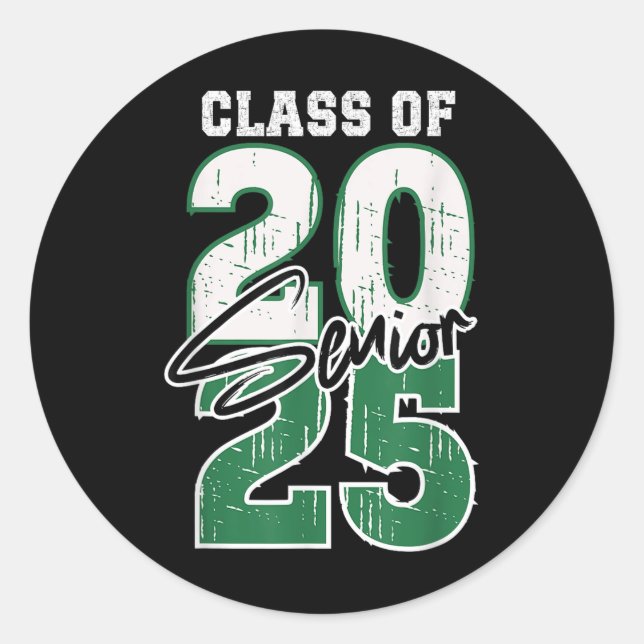 Cl Of 2025 Senior - Graduation 2025 Green  Classic Round Sticker (Front)