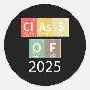 Cl Of 2025 Senior Graduation Periodic Table Chemis Classic Round Sticker