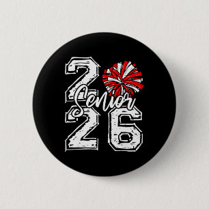 Cl Of 2026 Cheer Senior 2026 Red Pom Pom Cheerlead Button