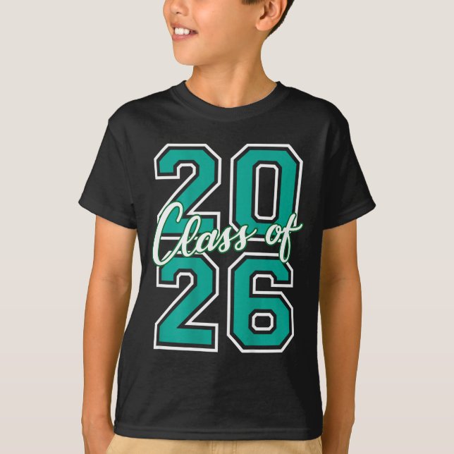 Cl Of 2026 Graduation Varsity Teal And White On Th T-Shirt (Front)