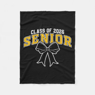 Cl Of 2026 Senior Graduation Black Gold Coquette B Fleece Blanket