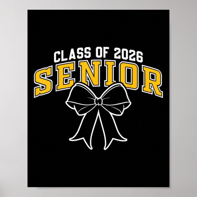 Cl Of 2026 Senior Graduation Black Gold Coquette B Poster (Front)