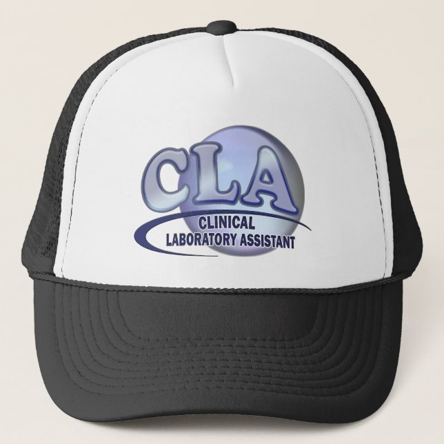 CLA FunBlue LOGO - CLINICAL LABORATORY ASSISTANT Trucker Hat (Front)