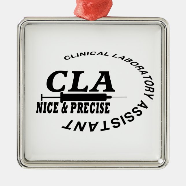 CLA SLOGAN - NICE AND PRECISE! LABORATORY METAL ORNAMENT (Front)