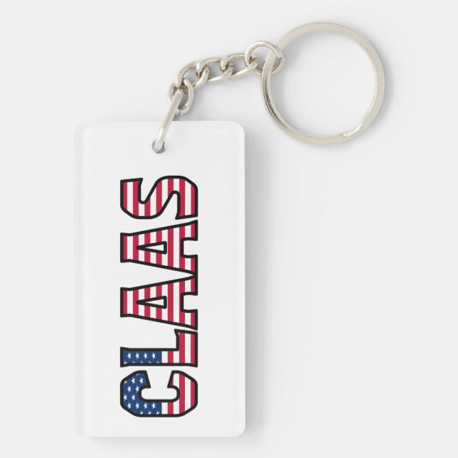 Claas name first name USA flag Keychain (Back)