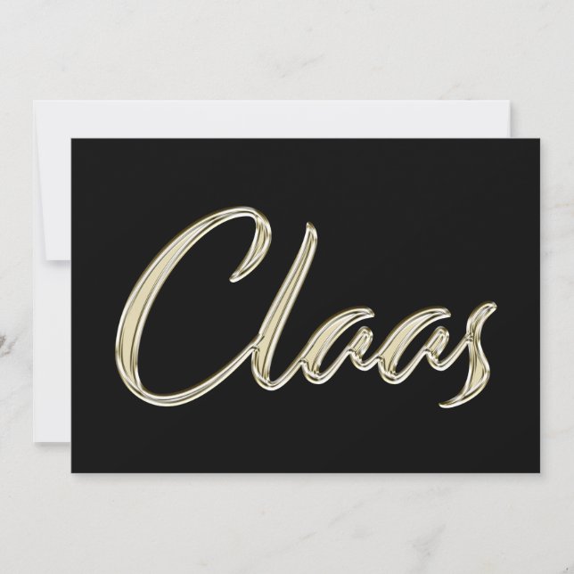 Claas Name white gold Handwriting Card (Front)