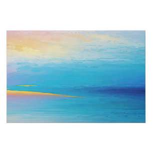 “Clachanray” Wide Pink and Blue Landscape Seascape Faux Canvas Print