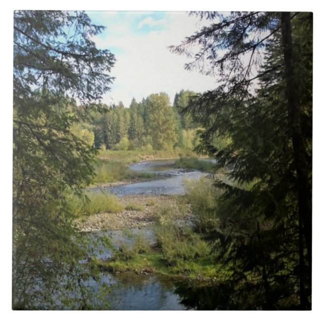 Clackamas River, OR Ceramic Tile (Front)
