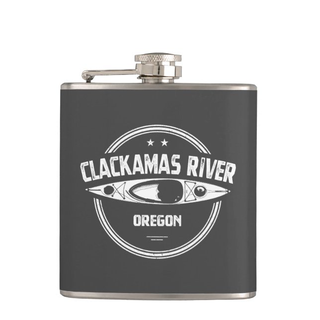 Clackamas River Oregon Kayaking Flask (Front)
