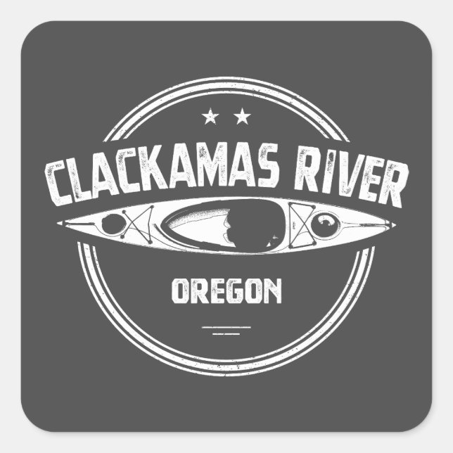 Clackamas River Oregon Kayaking Square Sticker (Front)