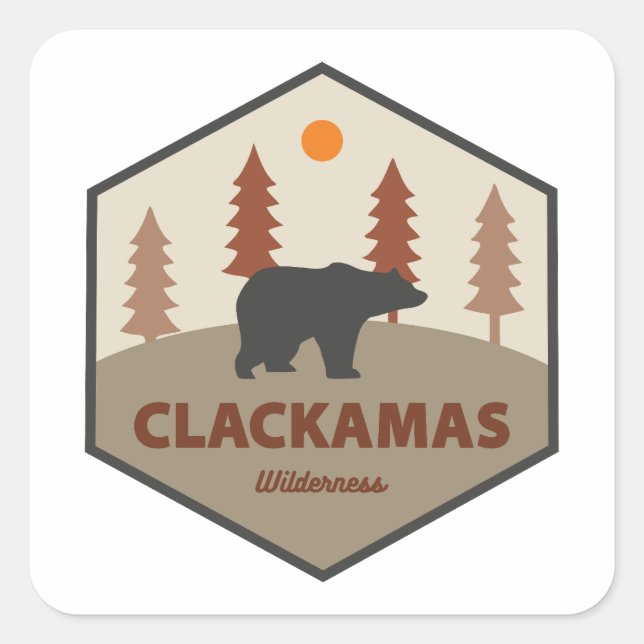 Clackamas Wilderness Oregon Bear Square Sticker (Front)