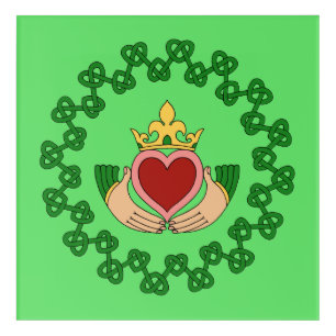 Claddagh and Green Knotwork Acrylic Print