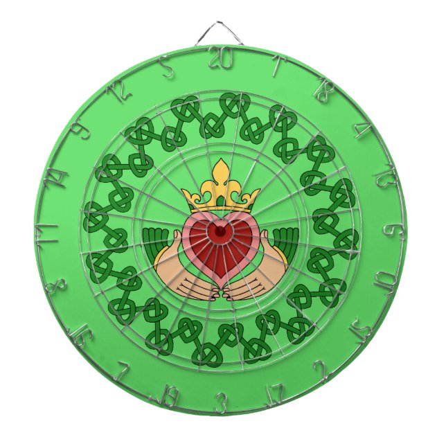 Claddagh and Green Knotwork Dart Board (Front)