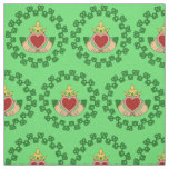 Claddagh and Green Knotwork Fabric