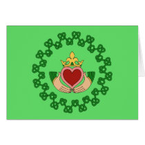 Claddagh and Green Knotwork Greeting Card