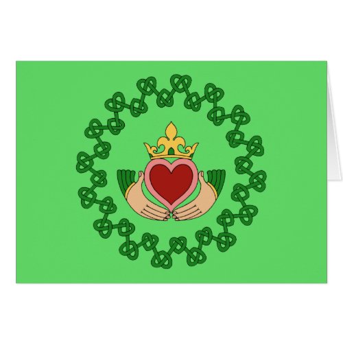 Claddagh and Green Knotwork Greeting Card