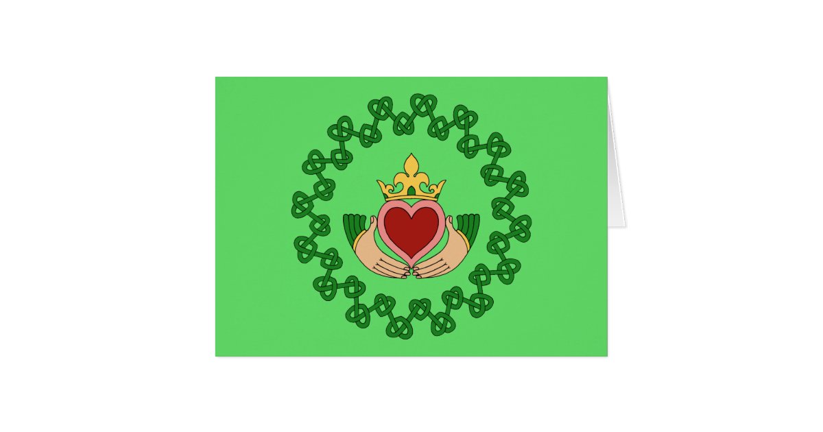 Claddagh and Green Knotwork Greeting Card | Zazzle