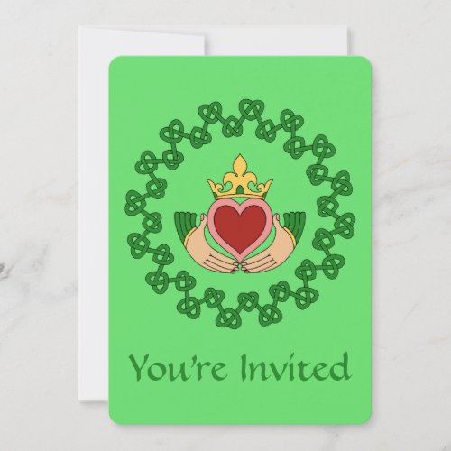 Claddagh and Green Knotwork Invitation