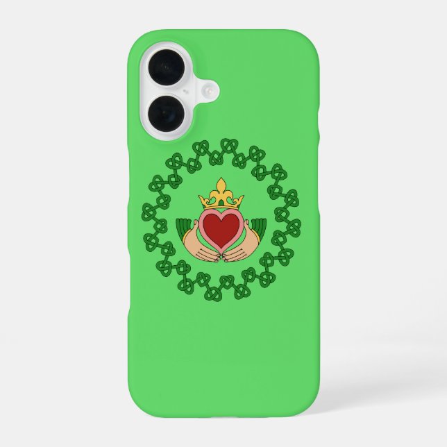 Claddagh and Green Knotwork Iphone Case (Back)