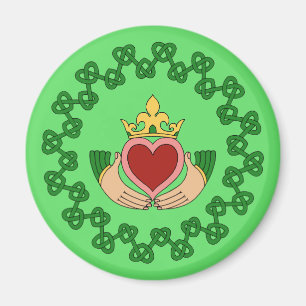 Claddagh and Green Knotwork Magnet
