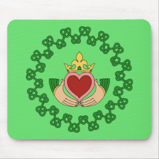 Claddagh and Green Knotwork Mouse Pad