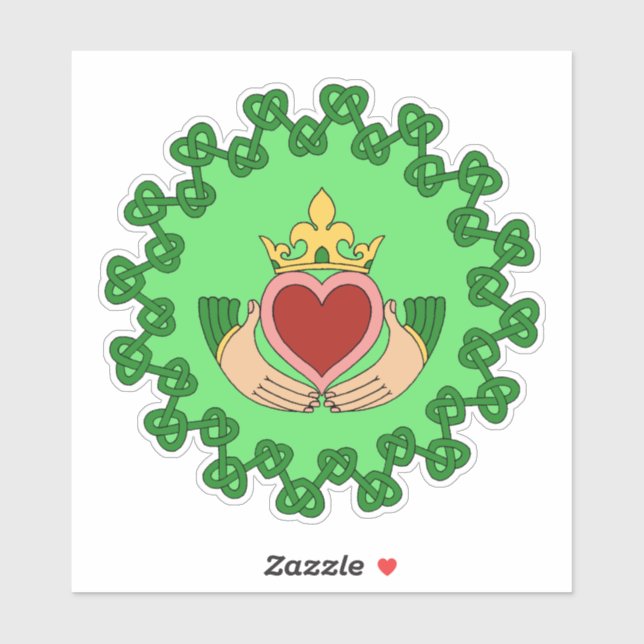 Claddagh and Green Knotwork Sticker (Sheet)