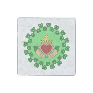 Claddagh and Green Knotwork Stone Magnet