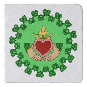 Claddagh and Green Knotwork Trivet