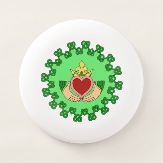 Claddagh and Green Knotwork Wham-O Frisbee