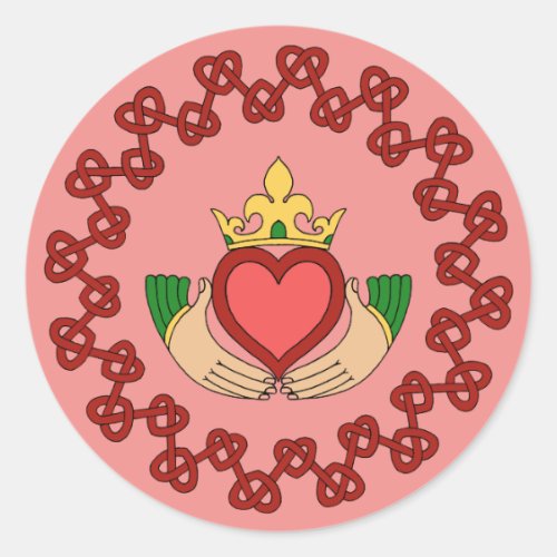 Claddagh and Red Knotwork on Pink