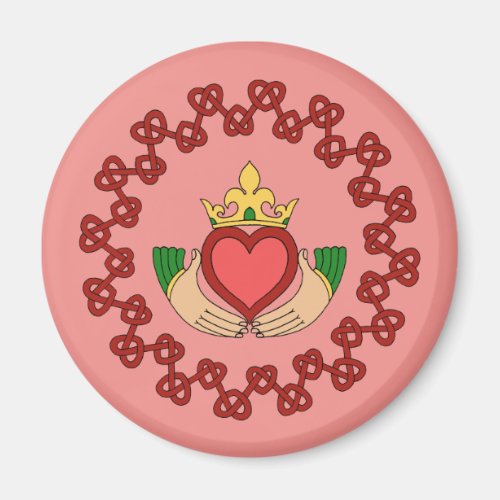 Claddagh and Red Knotwork on Pink