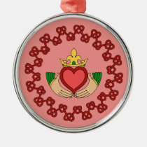Claddagh and Red Knotwork on Pink