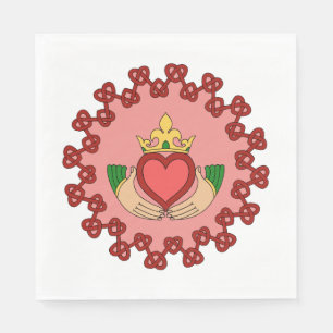 Claddagh and Red Knotwork on Pink Napkins